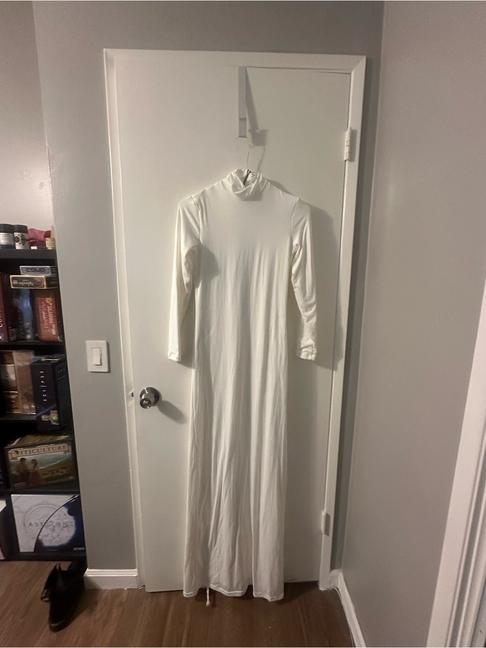 Long White Mock-Neck Maxi Dress - Women